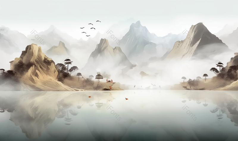 新中式意境淡彩色水墨画,插画/手绘图,插画/手绘图库,插画/手绘图下载,插画/手绘